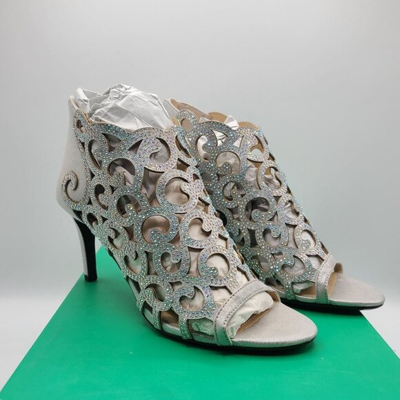 J. Renee Mcwayfalls Silver Dress Sandal High Heel Size 8.5 Shoes - Picture 3 of 10